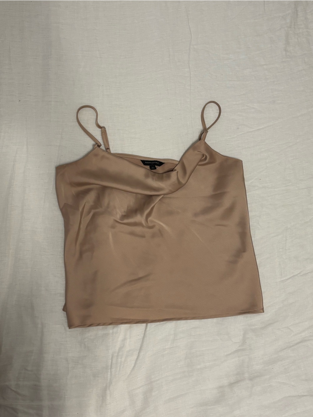 Banana Republic Tan Satin-Look Cowl Neck Blouse